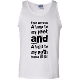 Bible Verse Men 100% Cotton Tank Top - "Psalm 119:105" Design 6 (Black Font) - Meditate Healing Christian Store