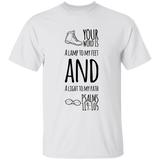 Bible Verse Men 5.3 oz. T-Shirt - "Psalm 119:105" Design 20 (Black Font) - Meditate Healing Christian Store