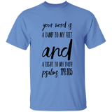 Bible Verse Men 5.3 oz. T-Shirt - "Psalm 119:105" Design 9 (Black Font) - Meditate Healing Christian Store