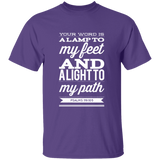 Bible Verse Men 5.3 oz. T-Shirt - "Psalm 119:105" Design 15 (White Font) - Meditate Healing Christian Store