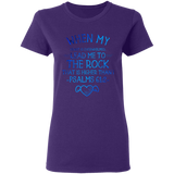 Bible Verses Ladies' 5.3 oz. T-Shirt - "Psalm 61:2" Design 17 - Meditate Healing Christian Store