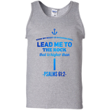 Bible Verse Men 100% Cotton Tank Top - "Psalm 61:2" Design 1 - Meditate Healing Christian Store
