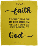 Typography Premium Sherpa Mink Blanket - Faith In The Power Of God ~1 Corinthians 2:5~