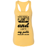 Bible Verses Ladies Ideal Racerback Tank - "Psalm 119:105" Design 17 (Black Font) - Meditate Healing Christian Store