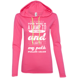 Bible Verse Ladies' Long Sleeve T-Shirt Hoodie - "Psalm 119:105" Design 17 (White Font) - Meditate Healing Christian Store