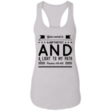 Bible Verses Ladies Ideal Racerback Tank - "Psalm 119:105" Design 14 (Black Font) - Meditate Healing Christian Store