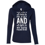 Bible Verse Ladies' Long Sleeve T-Shirt Hoodie - "Psalm 119:105" Design 3 (White Font) - Meditate Healing Christian Store