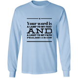 Bible Verse Unisex Long Sleeve T-Shirt - Your Word Is Light To My Path ~Psalm 119:105~ Design 10