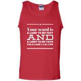 Bible Verse Men 100% Cotton Tank Top - "Psalm 119:105" Design 10 (White Font) - Meditate Healing Christian Store