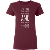 Bible Verse Ladies' 5.3 oz. T-Shirt - "Psalm 119:105" Design 20 (White Font) - Meditate Healing Christian Store