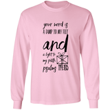 Bible Verse Long Sleeve  Ultra Cotton T-Shirt - "Psalm 119:105" Design 18 (Black Font) - Meditate Healing Christian Store
