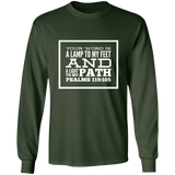 Bible Verse Long Shirt Ultra Cotton T-Shirt - "Psalm 119:105" Design 13 (White Font) - Meditate Healing Christian Store