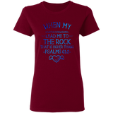 Bible Verses Ladies' 5.3 oz. T-Shirt - "Psalm 61:2" Design 17 - Meditate Healing Christian Store