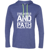Bible Verse Men Long Sleeve T-Shirt Hoodie - "Psalm 119:105" Design 7 (White Font) - Meditate Healing Christian Store