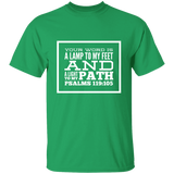 Bible Verse Men 5.3 oz. T-Shirt - "Psalm 119:105" Design 13 (White Font) - Meditate Healing Christian Store