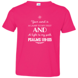 Bible Verse Toddler Jersey T-Shirt - "Psalm 119:105" Design 5 (White Font) - Meditate Healing Christian Store