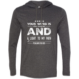 Bible Verse Men Long Sleeve T-Shirt Hoodie - "Psalm 119:105" Design 16 (White Font) - Meditate Healing Christian Store