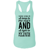 Bible Verses Ladies Ideal Racerback Tank - "Psalm 119:105" Design 3 (Black Font) - Meditate Healing Christian Store