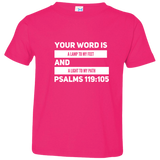 Bible Verse Toddler Jersey T-Shirt - "Psalm 119:105" Design 21 (White Font) - Meditate Healing Christian Store