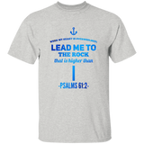 Bible Verse Men 5.3 oz. T-Shirt - "Psalm 61:2" Design 1 - Meditate Healing Christian Store