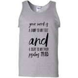 Bible Verse Men 100% Cotton Tank Top - "Psalm 119:105" Design 9 (Black Font) - Meditate Healing Christian Store