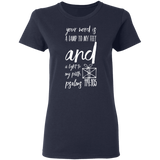Bible Verse Ladies' 5.3 oz. T-Shirt - "Psalm 119:105" Design 18 (White Font) - Meditate Healing Christian Store