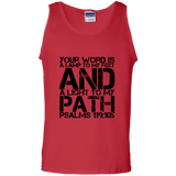 Bible Verse Men 100% Cotton Tank Top - "Psalm 119:105" Design 7 (Black Font) - Meditate Healing Christian Store