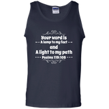 Bible Verse Men 100% Cotton Tank Top - "Psalm 119:105" Design 1 (White Font) - Meditate Healing Christian Store