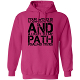 Bible Verse Men G185 Pullover Hoodie 8 oz. - Your Word Is Light To My Path ~Psalm 119:105~ Design 7