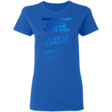 Bible Verses Ladies' 5.3 oz. T-Shirt - "Psalm 61:2" Design 18 - Meditate Healing Christian Store