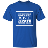 Bible Verse Men 5.3 oz. T-Shirt - "Psalm 119:105" Design 13 (White Font) - Meditate Healing Christian Store