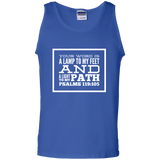 Bible Verse Men 100% Cotton Tank Top - "Psalm 119:105" Design 13 (White Font) - Meditate Healing Christian Store