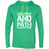 Bible Verse Men Long Sleeve T-Shirt Hoodie - "Psalm 119:105" Design 7 (White Font) - Meditate Healing Christian Store