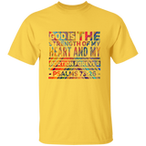 Bible Verse Men 5.3 oz. T-Shirt - "Psalm 73:26" Design 5 - Meditate Healing Christian Store