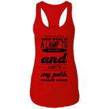 Bible Verses Ladies Ideal Racerback Tank - "Psalm 119:105" Design 17 (Black Font) - Meditate Healing Christian Store