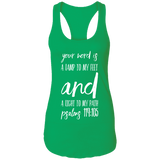 Bible Verse Ladies Ideal Racerback Tank - "Psalm 119:105" Design 9 (White Font) - Meditate Healing Christian Store