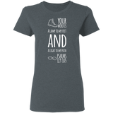 Bible Verse Ladies' 5.3 oz. T-Shirt - "Psalm 119:105" Design 20 (White Font) - Meditate Healing Christian Store