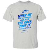 Bible Verse Men 5.3 oz. T-Shirt - "Psalm 61:2" Design 14 - Meditate Healing Christian Store