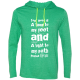 Bible Verse Men Long Sleeve T-Shirt Hoodie - "Psalm 119:105" Design 6 (White Font) - Meditate Healing Christian Store