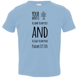 Bible Verse Toddler Jersey T-Shirt - "Psalm 119:105" Design 19 (Black Font) - Meditate Healing Christian Store