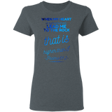 Bible Verses Ladies' 5.3 oz. T-Shirt - "Psalm 61:2" Design 18 - Meditate Healing Christian Store
