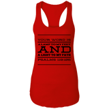 Bible Verses Ladies Ideal Racerback Tank - "Psalm 119:105" Design 11 (Black Font) - Meditate Healing Christian Store