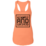 Bible Verses Ladies Ideal Racerback Tank - "Psalm 119:105" Design 12 (Black Font) - Meditate Healing Christian Store