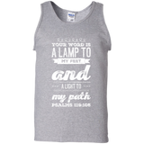 Bible Verse Men 100% Cotton Tank Top - "Psalm 119:105" Design 17 (White Font) - Meditate Healing Christian Store