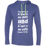 Bible Verse Men Long Sleeve T-Shirt Hoodie - "Psalm 119:105" Design 6 (White Font) - Meditate Healing Christian Store