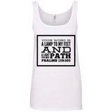 Bible Verses Ladies' 100% Ringspun Cotton Tank Top - "Psalm 119:105" Design 13 (Black Font) - Meditate Healing Christian Store