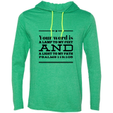 Bible Verse Men Long Sleeve T-Shirt Hoodie - "Psalm 119:105" Design 10 (Black Font) - Meditate Healing Christian Store
