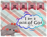 Hope Inspiring Kids Snuggly Blanket - I Am A Child Of God ~John 1:12~ (Design: Elephant)