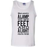 Bible Verse Men 100% Cotton Tank Top - "Psalm 119:105" Design 4 (Black Font) - Meditate Healing Christian Store