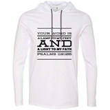 Bible Verse Men Long Sleeve T-Shirt Hoodie - "Psalm 119:105" Design 11 (Black Font) - Meditate Healing Christian Store